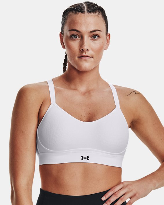 Damen UA Infinity Low Strappy Sport-BH, White, pdpMainDesktop image number 2